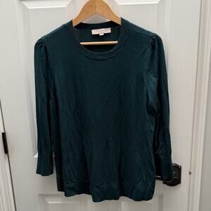 LOFT Dark Green TeL Crewneck Sweater Size XL